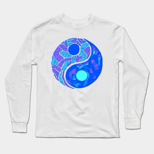 Blue Abstract Yin Yang Long Sleeve T-Shirt